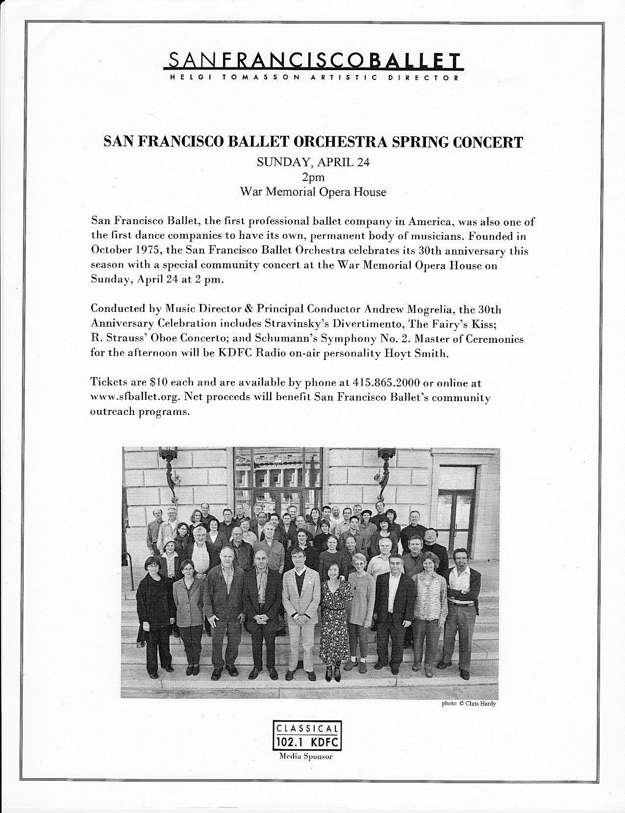 San FRancisco Ballet Orchestra 30th Anniversary | Musicians of the San